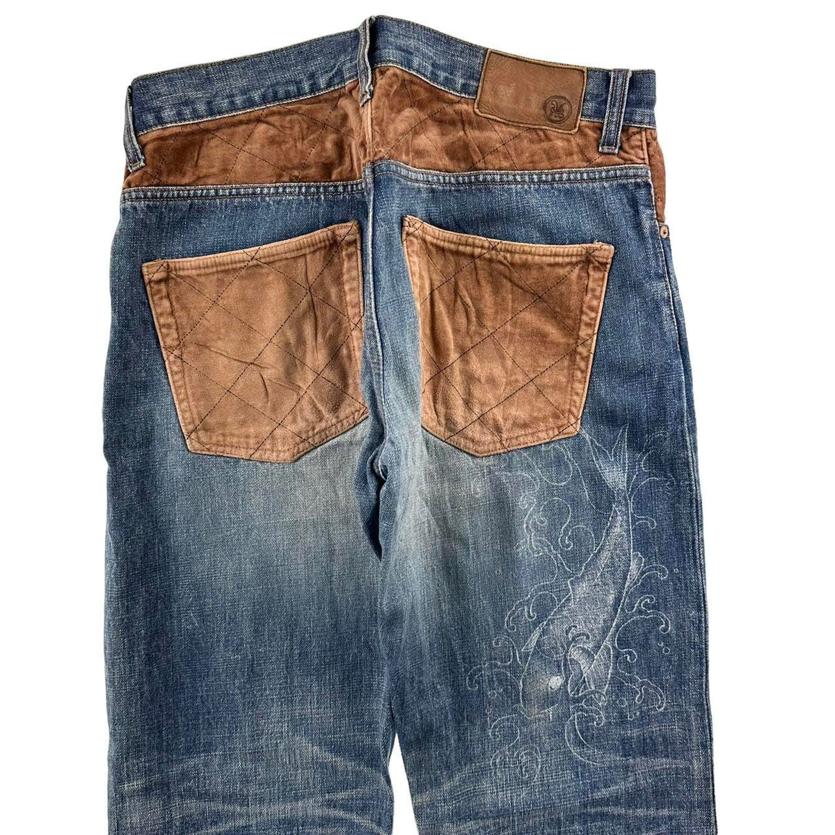 Vintage Koi fish Japanese denim jeans trousers W32