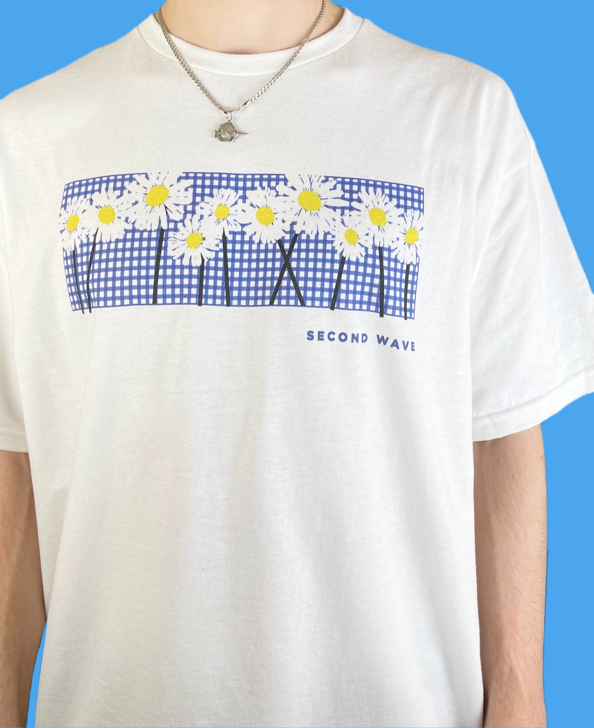 Second Wave flower grid t shirt - second wave vintage store