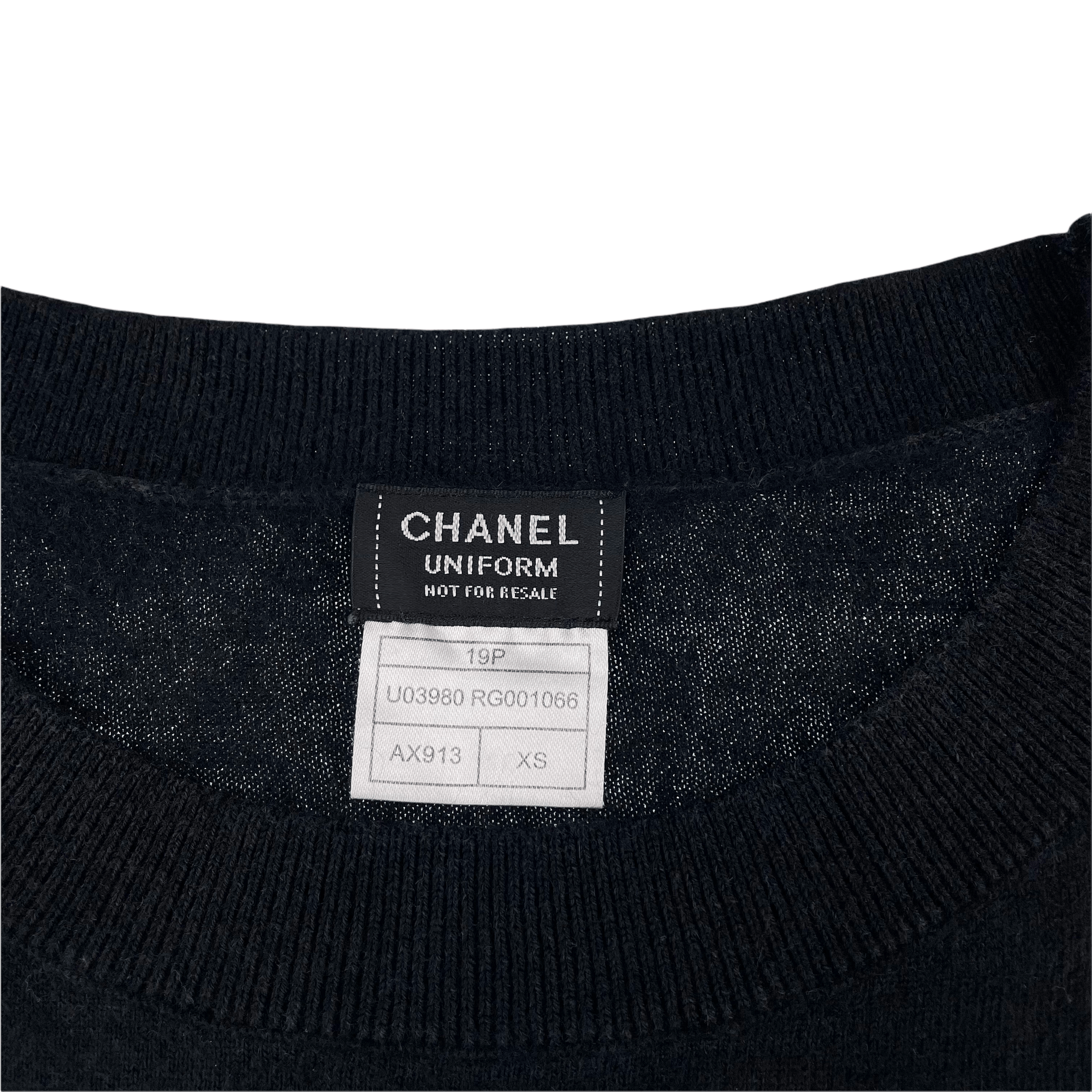 Vintage Chanel 1995 Black Cropped Twin Knit Jumper at 1stDibs