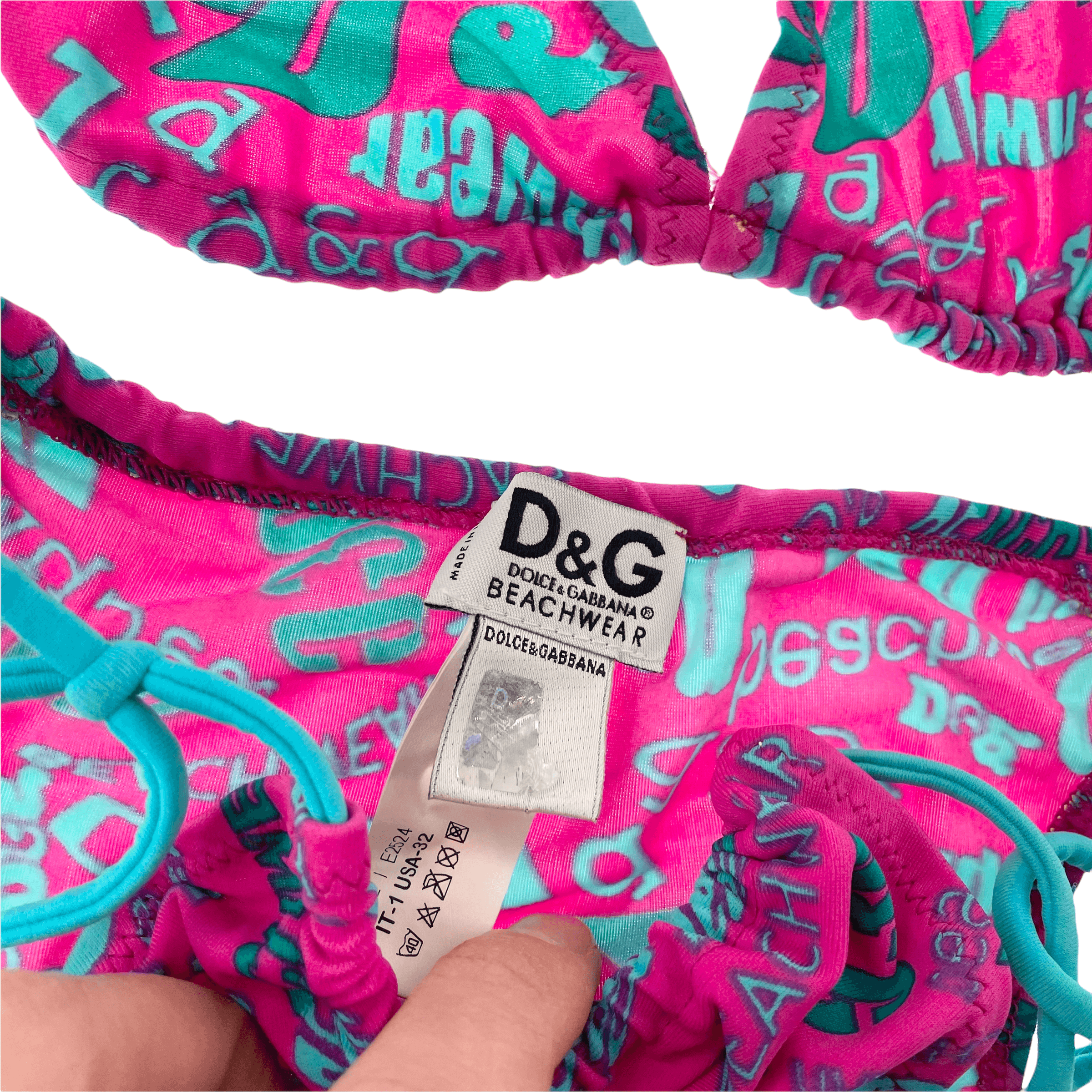 Dolce and Gabbana all over print logo bikini women’s size S - second wave vintage store